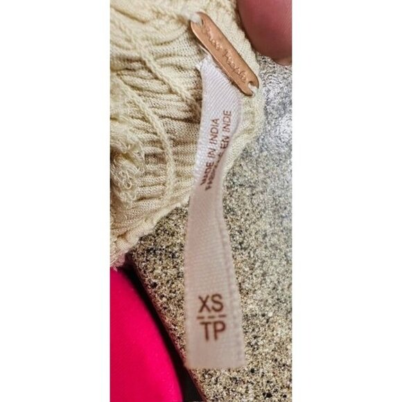 Free People Off-Shoulder Ruched Sleeve Bohemian Feminine Cream Open Back Top XS - Picture 6 of 8